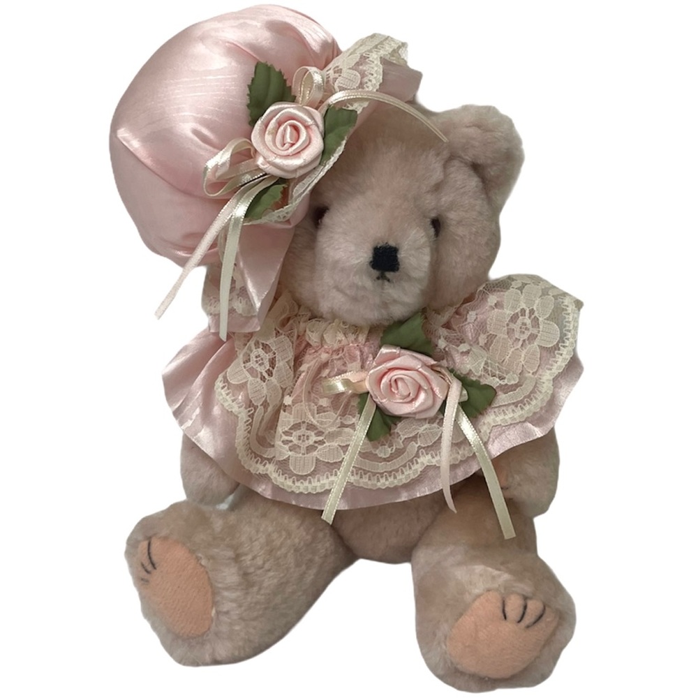 Fancy Victorian Satin Lace Bear & Hat Princess Shabby Chic French Cottage Decor